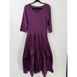 Vintage Bustle tie pick up skirt Midi Dress Womens sz M Purple Lagenlook artsy